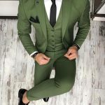 Green Men's Suit Business Style 3 Piece Suits Tuxedo .
