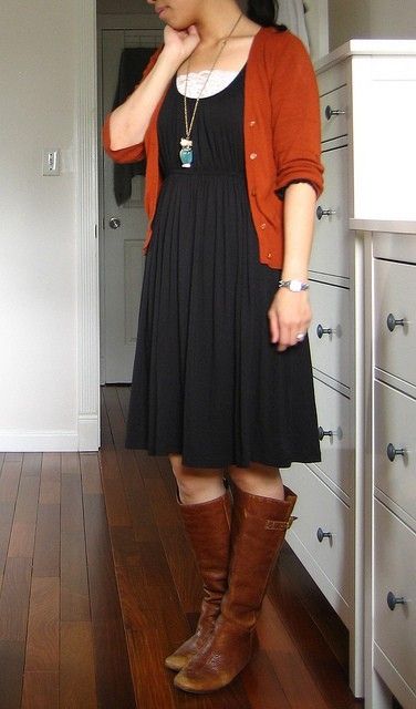 brown cardigan waist dress