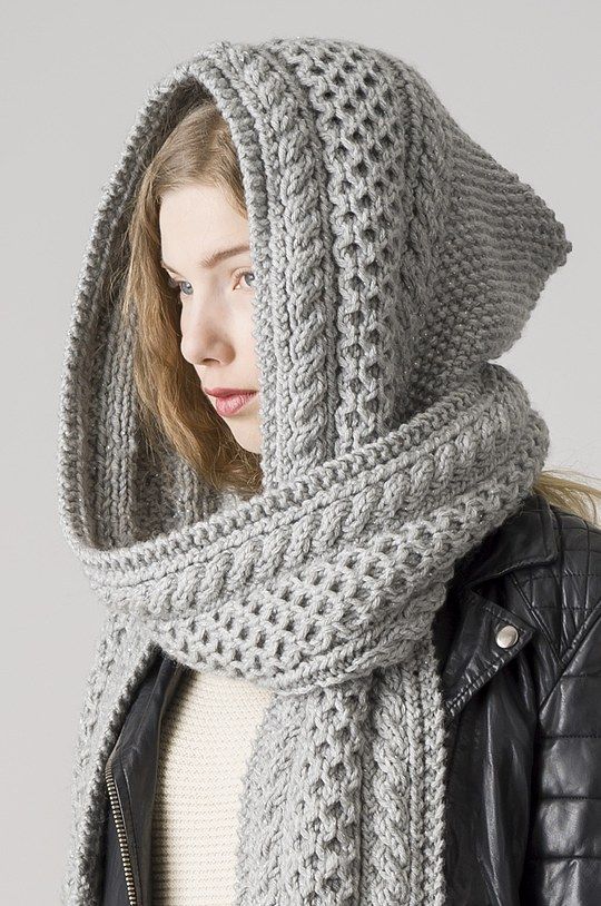 hood scarf gray