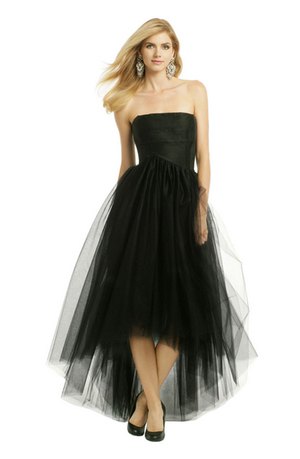 black strapless maxi high dress with low tulle