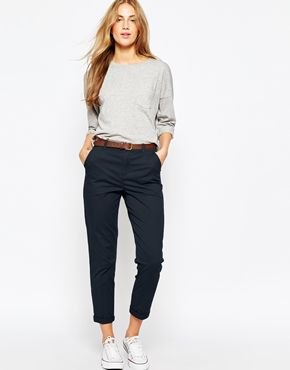 navy chinos gray long sleeve t-shirt outfit