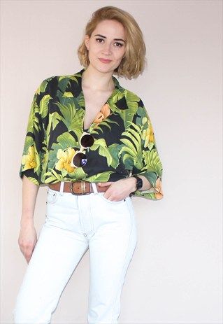 Vintage+90's+Silk+Tropical+Hawaiian++Shirt | Hawaiian outfit .