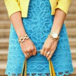 Yellow & sky blue | Turquoise clothes, Blue lace dress outfit .