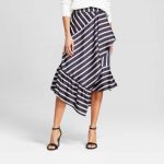 A New Day Women's Striped Asymmetrical Skirt - A New Day Black .