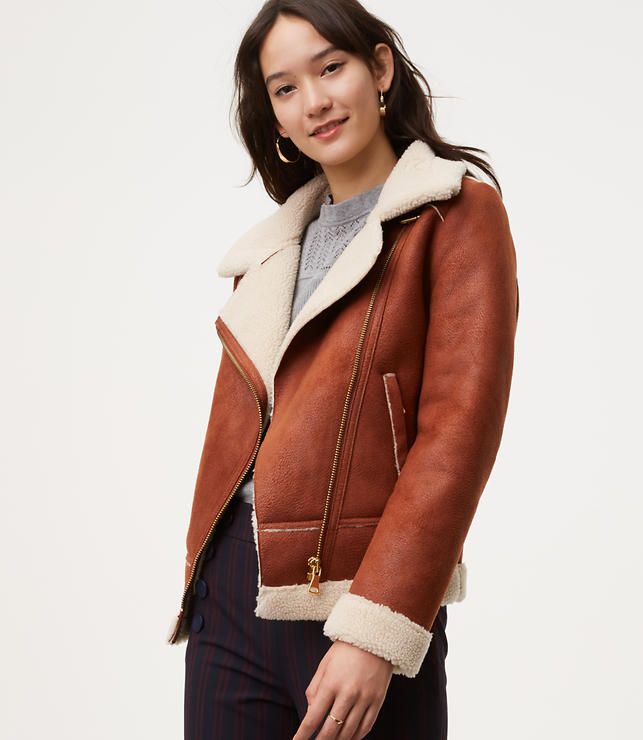 Fall Outfit Ideas - The cutest brown Faux Shearling & Faux Leather .