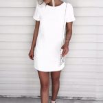 Short sleeve shift dress with exposed gold back zipper. | Fashion .