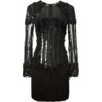 Balmain Black Velvet Dress Embellished With Black Beads And .