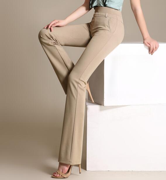 Flare pants women plus size 4 solid colour black white beige blue .