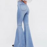 2018 spring autumn Wide Leg Distressed Flared Jeans Women vintage Sl