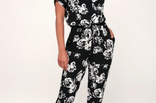 Cool Black Floral Print Jumpsuit - Black and White Jumpsu
