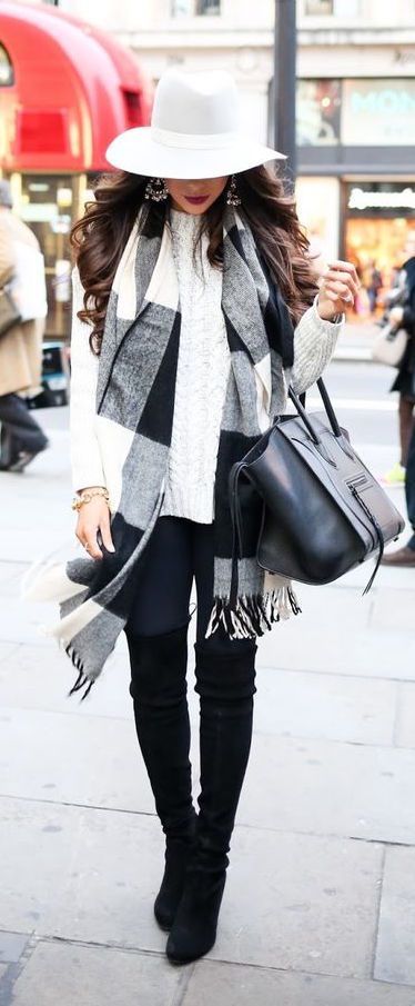 Black and White Scarf Outfit
  Ideas