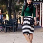 Black and white striped skirt with green shirt | Fashion, Striped .