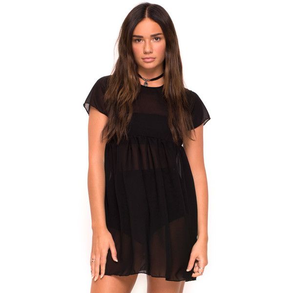 Reece Babydoll Dress in Sheer Black by Motel ($35) ❤ liked on .