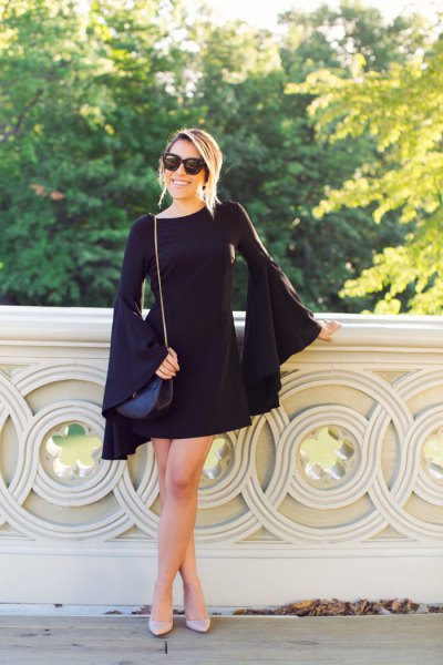 Black Bell Sleeve Dress Outfit Ideas