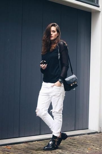 30 Ways to Wear White Jeans in the Fall | How to wear white jeans .