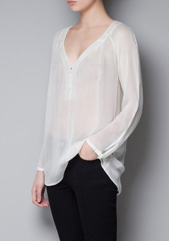 Chiffon blouse, black pants | Chiffon blouse long sleeve, Chiffon .