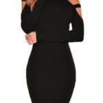 Black Cold Shoulder Round Neck Bodycon Mini Dress | Formal yr 10 .
