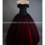 Black and Red Off-the-Shoulder Gothic Victorian Prom Gowns .