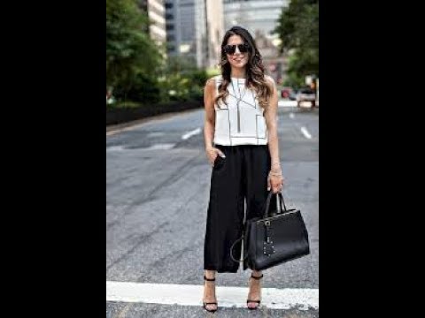 Chic white and black culottes summer outfit ideas - YouTu