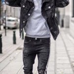 loic_vanlang - Casual fall outfit idea with a black denim jacket .