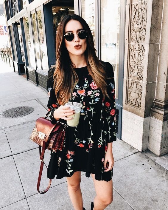 Black Embroidered Dress Outfit
  Ideas