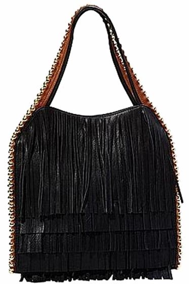 Big Buddha Gracie Black Fringe Handbag | Black fringe handbag .