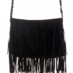 Black Fringe Knit Strap Shoulder Bag | Black fringe bag, Fringe ba