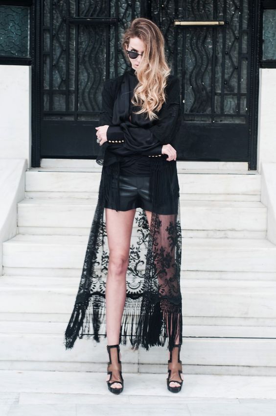 Black Lace Kimono: 12 Styilish and Beautiful Outfit Ideas - FMag.c