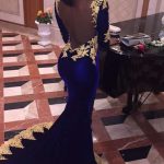 Royal Blue Mermaid Prom Dresses Gold Appliques Backless African .
