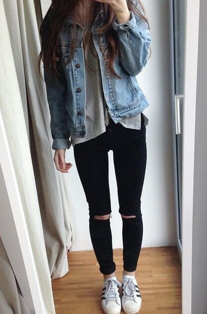 Women's Knee-Ripped Skinny Jeans | Outfits | Fashion, Fall outfits .
