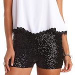 Charlotte Russe High Waisted Sequin Shorts, $24 | Charlotte Russe .