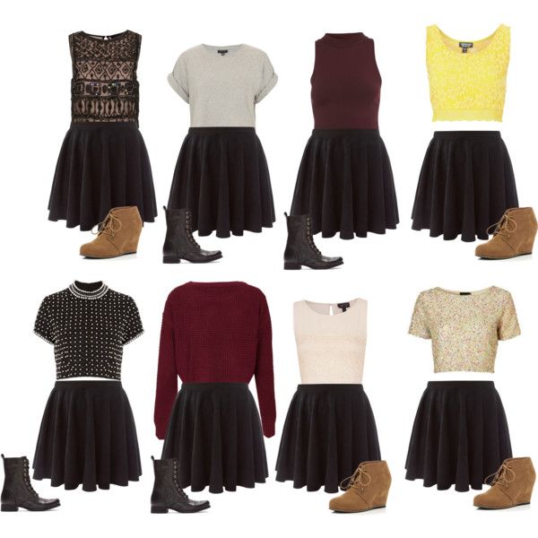 Skater Skirt Outfits by ashleightb on Polyvore | Skater skirt .