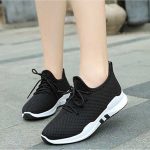 Women's Soft Athletic Shoes with Matching Laces - Striped Trim / Bla