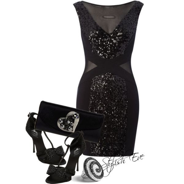 Black Sequin Dress Outfit !" by stylisheve on Polyvore | Black .