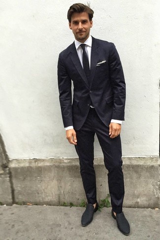 How To Wear Black Suede Loafers With a Black Suit (9 looks .