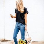 simple outfit | black tee + blue jeans | Dallas fashion, Krystal .