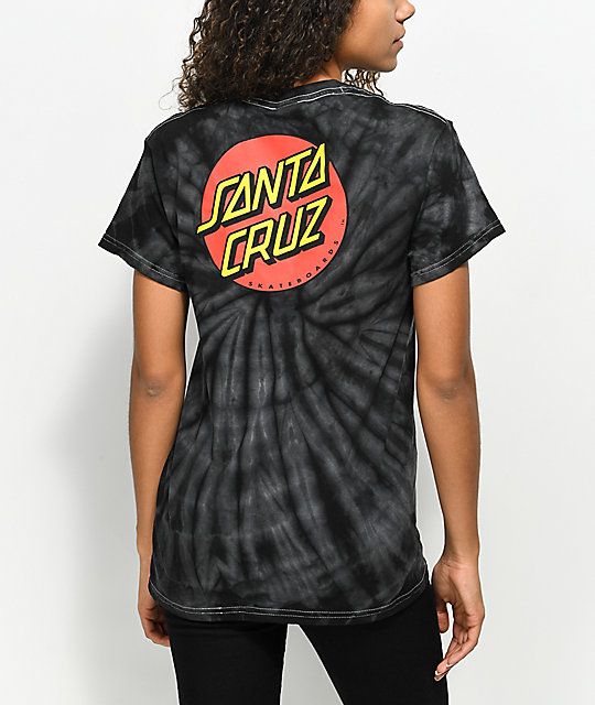 Santa Cruz Classic Dot Spider Black Tie Dye T-Shirt | Black tie .
