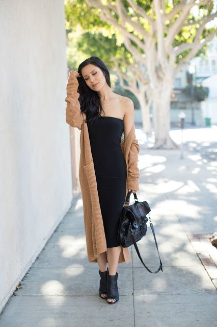 The HONEYBEE // Tube Dress + Duster Cardigan + Ankle Boots .