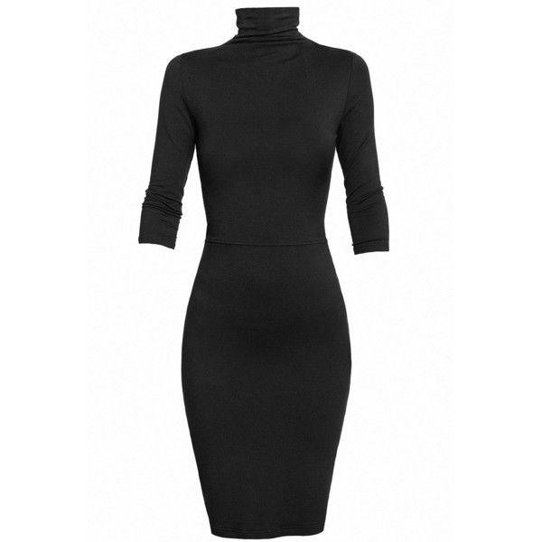 Undress - Black Turtleneck Jersey Dress found on Polyvore .