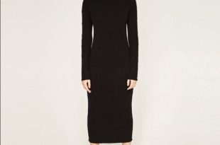 Zara Dresses | Long Black Turtleneck Dress | Poshma
