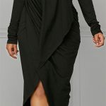Black Asymmetric Hem V Neck Draped Dress. | Fashion, Clothes .