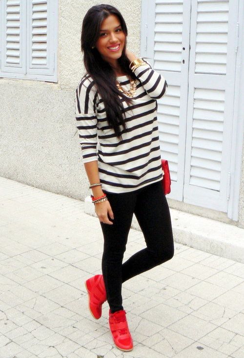 Black and white stripes with bright red. This makes me want to get .