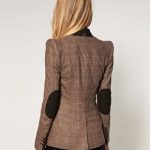 Ted Baker Checked Sharp Shoulder Blazer with Suede Elbow Patches .