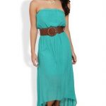Solid Strapless Blouson Dress with Light High Low Skirt and Thick .