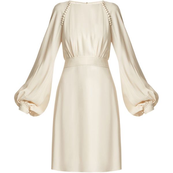 Chloé Waist-tie blouson-sleeve cady dress ($1,650) ❤ liked on .