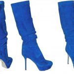 Blue Boots for Women: Sergio Rossi 120MM blue suede knee boots .