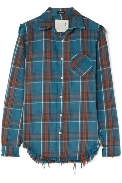 R13 - Boy distressed checked cotton-flannel shirt | Flannel shirt .