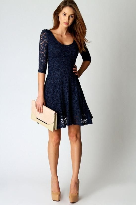 Navy Lace..I just love these types of dresses. | Blue lace dress .