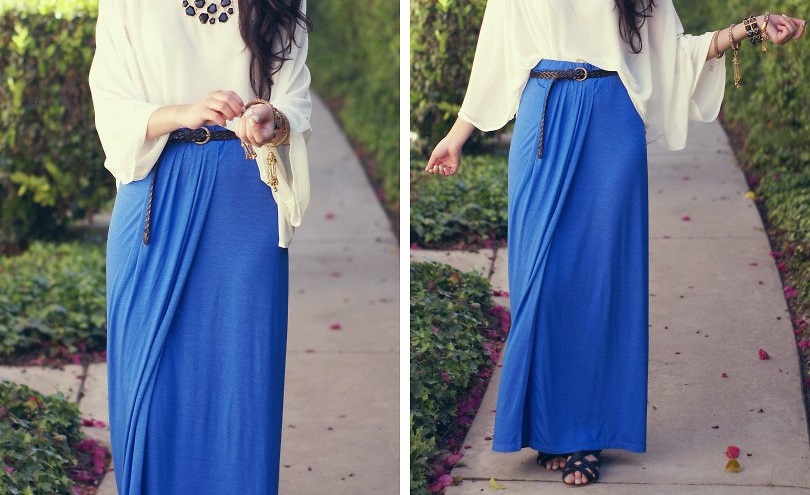 Blue Maxi Skirts Outfit Ideas | My Hijab on We Heart