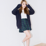 navy blue cardigan & ladies plaid skirt | Korean fashion trends .